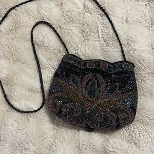 Elegant Beaded Black Evening Bag